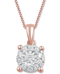 Diamond Halo 18" Pendant Necklace (1/3 ct. t.w.) 14k White, Yellow or Rose Gold
