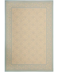 Safavieh Courtyard CY6107 Cream and Aqua 5'3" x 7'7" Sisal Weave Outdoor Area Rug