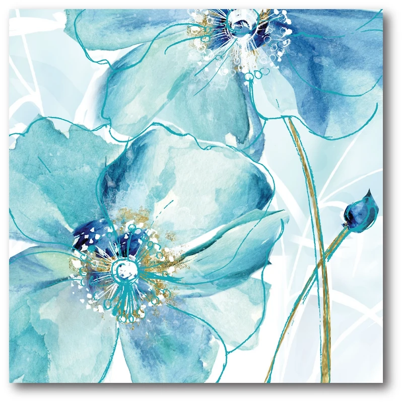 Courtside Market Light Blue Flower I Gallery-Wrapped Canvas Wall Art - 16" x 16"