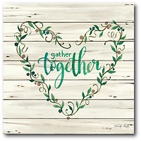 Courtside Market Gather Together Heart Wreath Gallery-Wrapped Canvas Wall Art - 16" x 16"