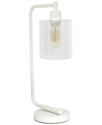 Simple Designs Bronson Antique Style Industrial Iron Lantern Desk Lamp with Glass Shade