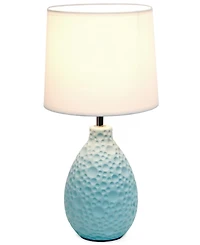 Simple Designs Textured Stucco Ceramic Oval Table Lamp