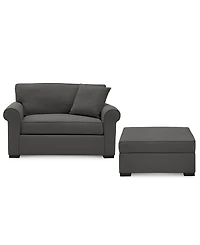 Closeout! Astra 59" Fabric Chair Bed & 36" Storage Ottoman Set, Created for Macy's