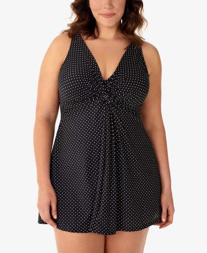 Miraclesuit Plus Allover Slimming Pin-Point Marais Swimdress
