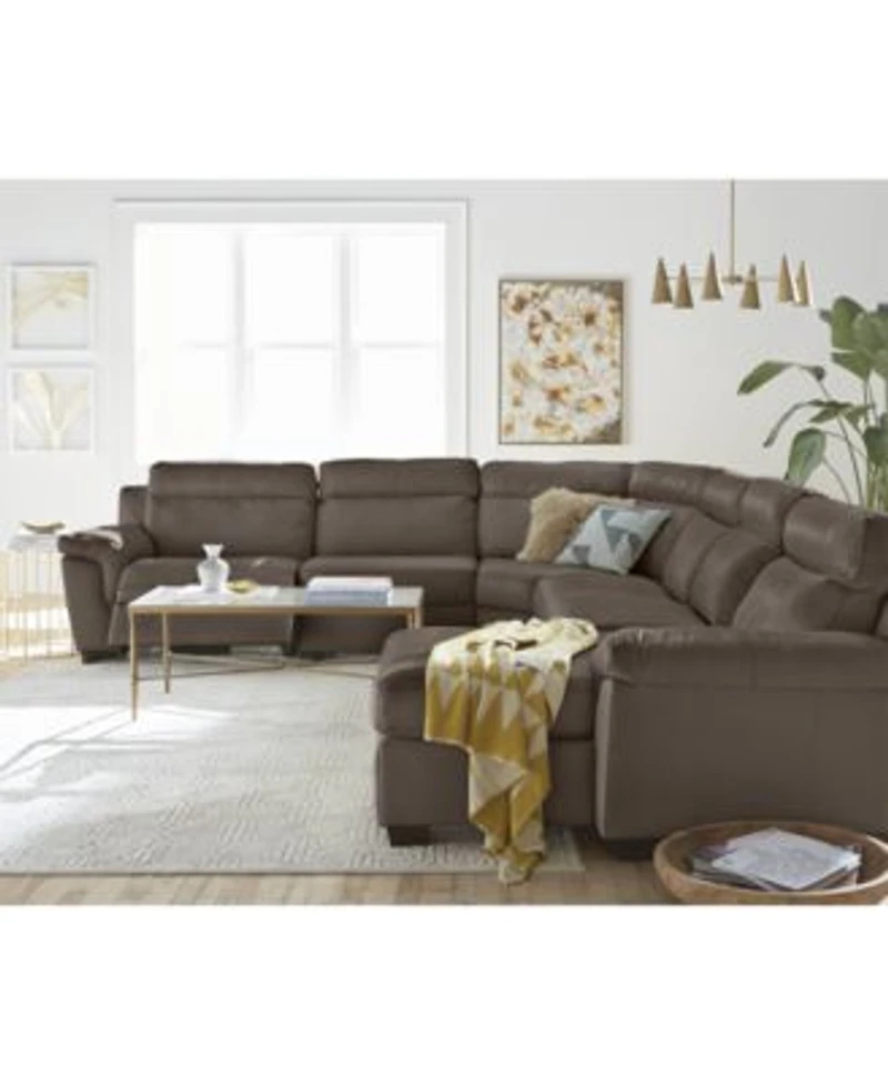 Closeout Julius Ii Leather Power Reclining Sectional Sofa Collection With Power Headrests Usb Power Outlet Created For Macys