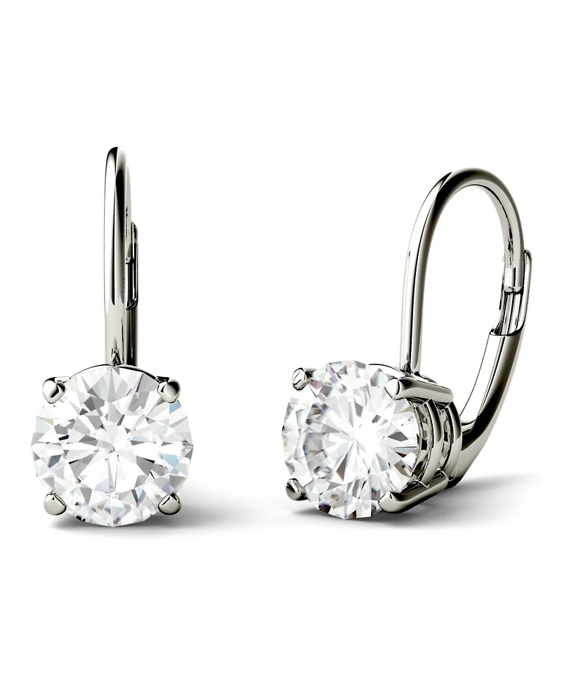 Moissanite Leverback Earrings (2 ct. t.w. Diamond Equivalent) 14k White or Yellow Gold