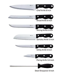 New England Cutlery 15 Piece Knife Set with Wooden Block
