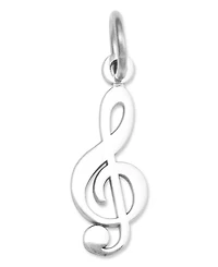14k White Gold Charm, White Gold Treble Clef Charm