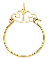 14k Gold Charm Holder, Heart Charm Holder