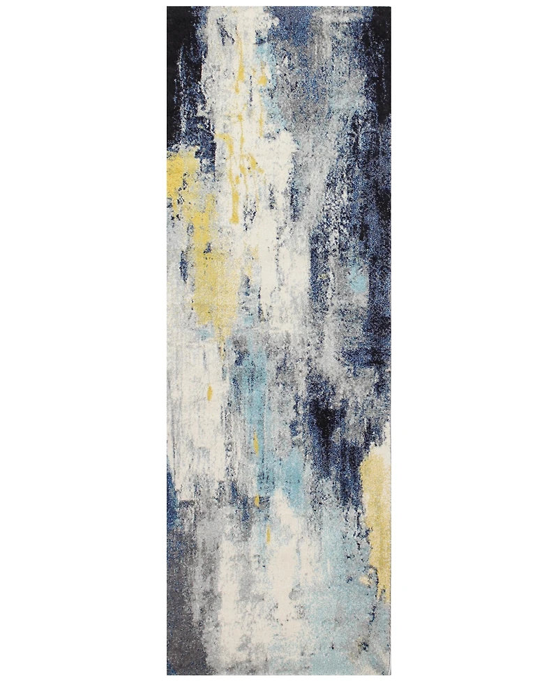Bashian Medley 5570A Ivory/Blue 2'6" x 8' Runner Area Rug