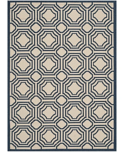 Safavieh Courtyard CY6112 Beige and Navy 5'3" x 7'7" Outdoor Area Rug