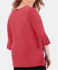 Ny Collection Plus Bell-Sleeve Side-Tie Top