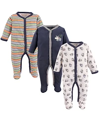 Luvable Friends Baby Boys Soft Cotton Play-and-Sleep Bodysuit