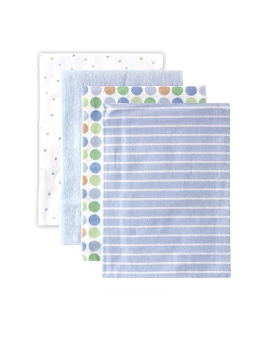 Luvable Friends Baby Boy Cotton Flannel Receiving Blankets, Train 4-Pack, One