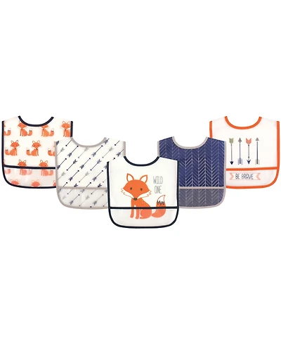 Hudson Baby Infant Boy Waterproof Peva Bibs 5pk, One Size