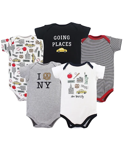Hudson Baby Boys Multipack of 5 Comfortable Cotton Bodysuits