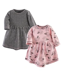Yoga Sprout Toddler Girls Comfy Warm All-Day Long Sleeve Dress 2Pk