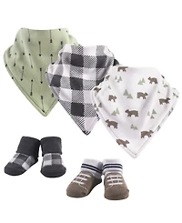 Yoga Sprout Baby Boy Cotton Bandana Bibs and Socks 5pk, One
