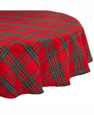 Design Imports Holiday Plaid Tablecloth 70" Round