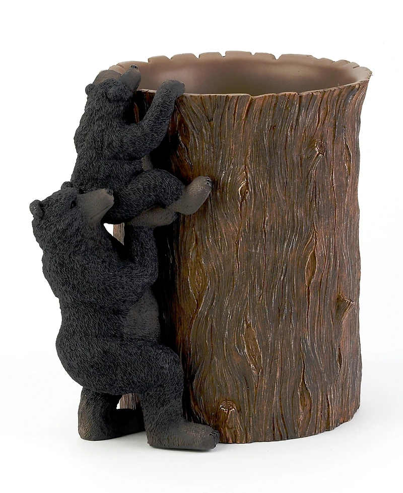 Avanti Black Playful Bears Lodge Resin Wastebasket