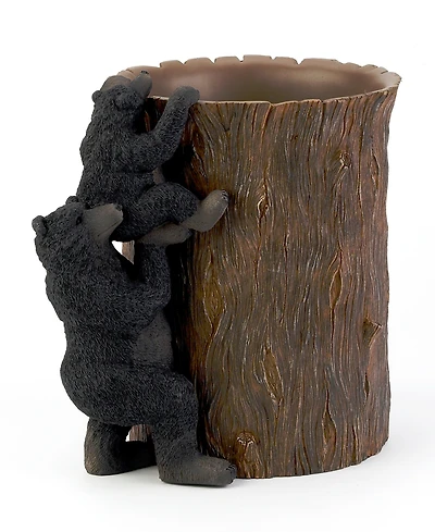 Avanti Black Playful Bears Lodge Resin Wastebasket