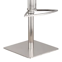 Cafe Adjustable Height Swivel Gray Artificial leather and Walnut Wood Bar Stool with Brushed Stainless Steel Base