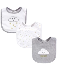 Hudson Baby Infant Girl Cotton Bibs 3pk, Pink Cloud, One Size