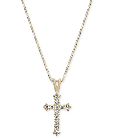 Diamond Cross 18" Pendant Necklace (1/10 ct. t.w.) 14k Gold