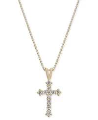 Diamond Cross 18" Pendant Necklace (1/10 ct. t.w.) 14k Gold
