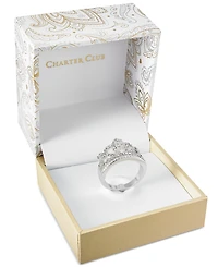 Charter Club Fine Silver Plate Crystal Crown Ring, Created for Macy's