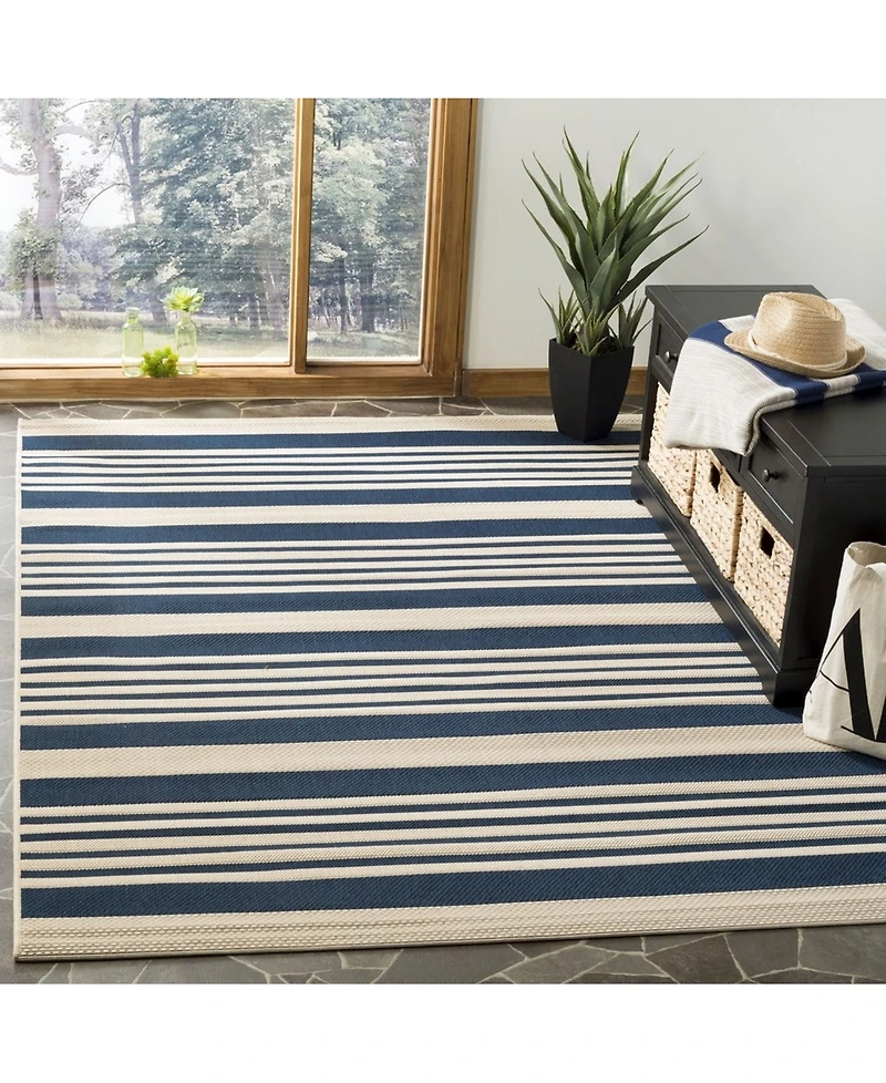 Safavieh Courtyard CY6062 Navy and Beige 5'3" x 7'7" Sisal Weave Outdoor Area Rug