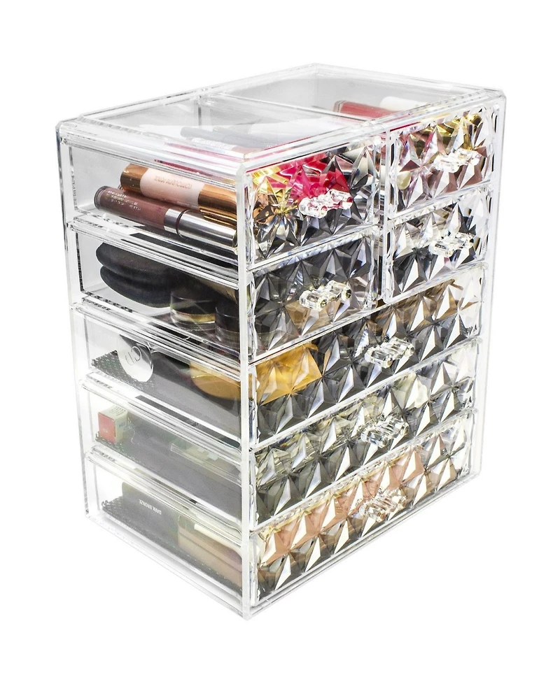 Sorbus 6 Drawer Acrylic Makeup Organizer Case for Cosmetics, and jewelry - Drawers with Diamond Detail