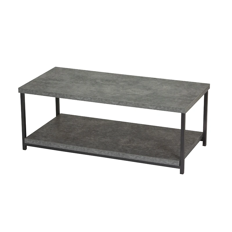 Household Essentials Slate Faux Concrete Coffee Table with Storage Shelf