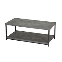 Household Essentials Slate Faux Concrete Coffee Table with Storage Shelf
