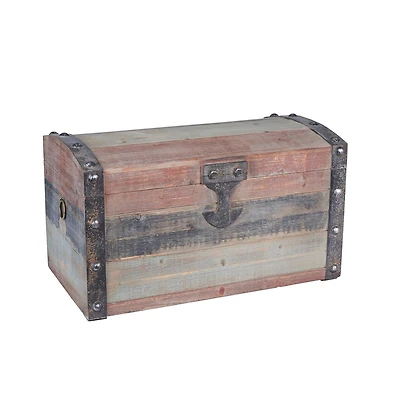 Household Essentials Small Weathered Wooden Storage Trunk