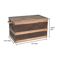 Household Essentials Small Metal Banded Wooden Storage Trunk