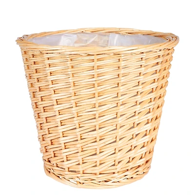 Household Essentials Wicker Waste Basket, Willow Weave Painted Includes Plastic Liner