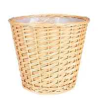 Household Essentials Wicker Waste Basket Willow Weave Painted Black Includes Plastic Liner