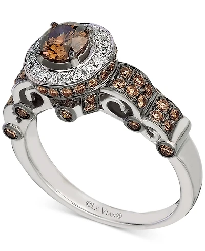 Le Vian Chocolatier Diamond Halo Ring (1-1/4 ct. t.w.) in 14k White Gold
