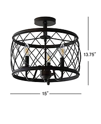 Jonathan Y Eleanor 3-Light Metal Led Semi Flush Mount Ceiling Light