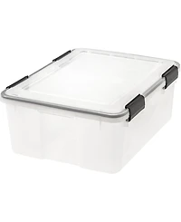 Iris 30.6qt Weatherpro Airtight Plastic Storage Bin with Lid and Seal and Secure Latching Buckles