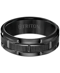 Triton Men's Ring, 8mm Wedding Band White or Black Tungsten