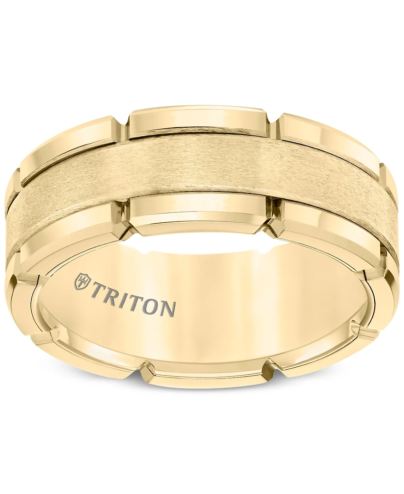Men's Brushed Comfort-Fit 8mm Wedding Band Yellow Tungsten Carbide