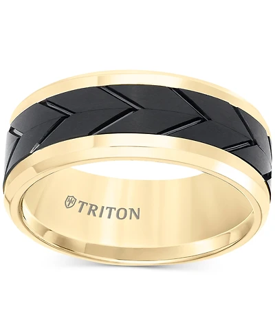 Men's Black Tread Design Band Tungsten Carbide