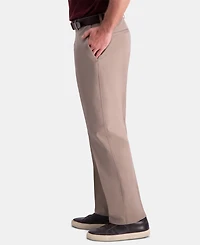 Haggar Men's Premium Comfort Khaki Classic-Fit 2-Way Stretch Wrinkle Resistant Flat Front Casual Pants
