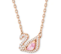 Swarovski Rose Gold-Tone Crystal Swan Pendant Necklace, 14-7/8" + 2" extender