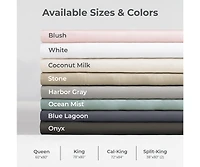 Cariloha Resort 4-Piece Sateen Sheet Set | White | Queen | Viscose Material | Thermal-Regulating, Extra Soft Cooling Sheets