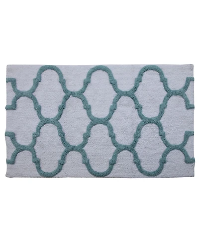 Saffron Fabs Geometric Non-Skid Cotton Bath Rug, 24" x 36"