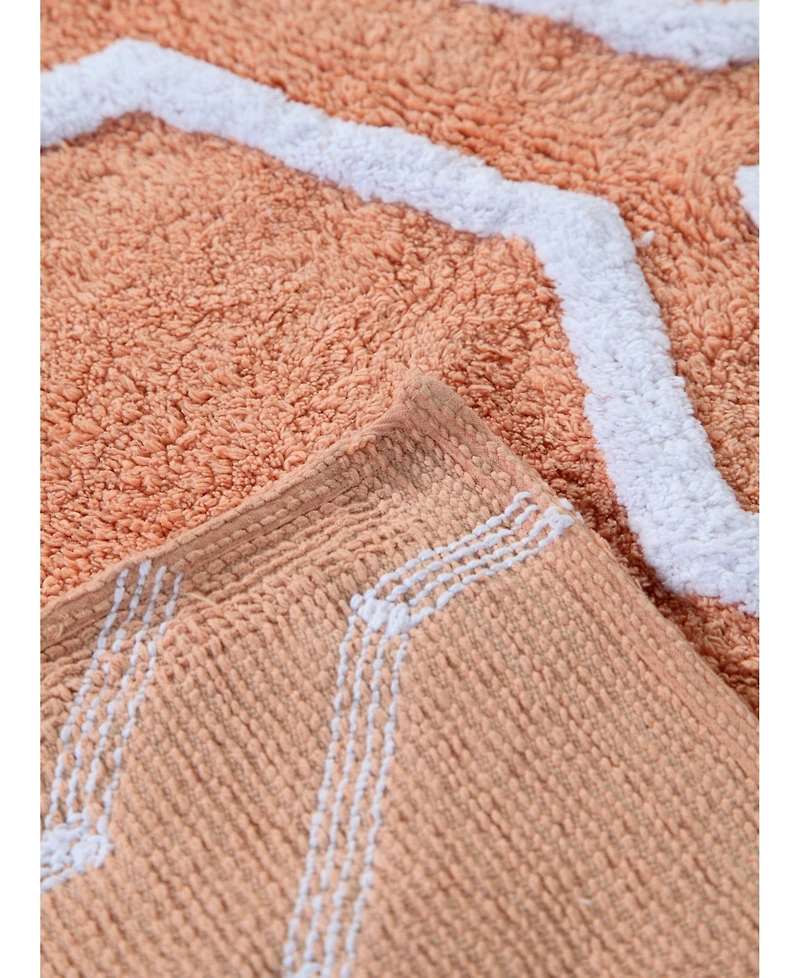 Saffron Fabs Quatrefoil Non-Skid Cotton Bath Rug, 30" x 50"
