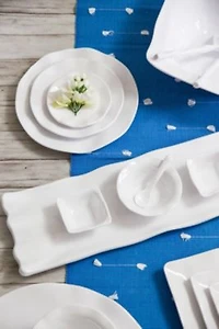 Q Squared Ruffle Round White Melamine Collection